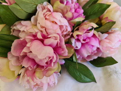 Artificial Flowers and Greenery for hire - available for hire when hiring a backdrop with us and an Organic Balloon Garland by UpUpNAwayBalloons