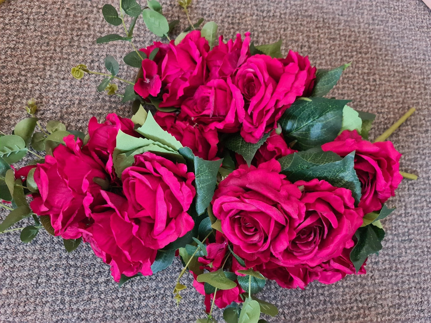 Artificial Flowers and Greenery for hire - available for hire when hiring a backdrop with us and an Organic Balloon Garland by UpUpNAwayBalloons