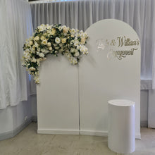 Load image into Gallery viewer, Backdrop flower arrangements - available for hire when hiring a backdrop with us by UpUpNAwayBalloons
