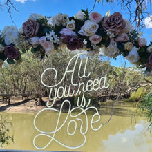 Load image into Gallery viewer, Backdrop flower arrangements - available for hire when hiring a backdrop with us by UpUpNAwayBalloons
