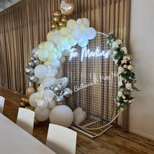 Load image into Gallery viewer, Backdrop flower arrangements - available for hire when hiring a backdrop with us - UpUpNAwayBalloons
