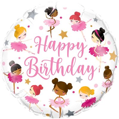 Ballarina Happy Birthday 45cm Foil Balloon by UpUpNAwayBalloons