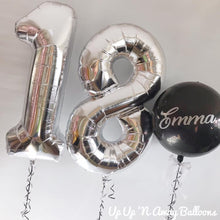 Load image into Gallery viewer, Balloon Numbers [Double Digit] with LED string lights &amp; Personalised Orbz by UpUpNAwayBalloons
