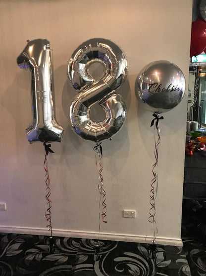 Balloon Numbers [Double Digit] with LED string lights & Personalised Orbz by UpUpNAwayBalloons