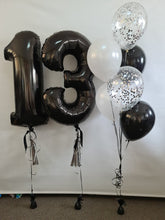 Load image into Gallery viewer, Balloon Numbers [Double Digit] with tassel, bow &amp; accompanying bouquet. by UpUpNAwayBalloons
