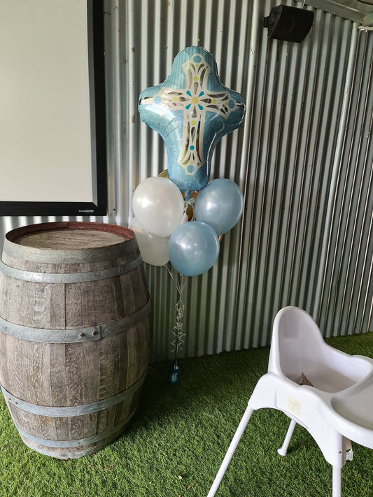 Baptism / Christenings / Naming Day Cross Balloon Bouquet - UpUpNAwayBalloons
