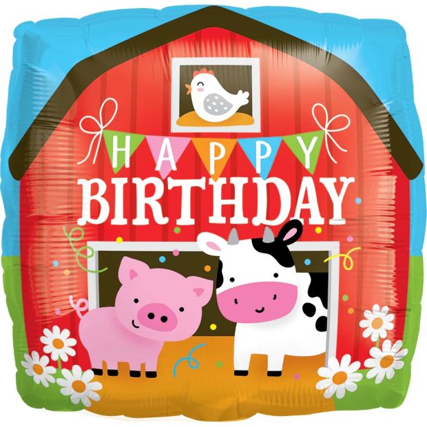 Barn Yard 45cm Happy Birthday Foil Balloon by UpUpNAwayBalloons