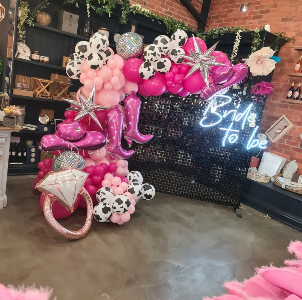 Bride to Be Neon Sign for Hire - only available when hiring a backdrop and ordering a balloon garland - UpUpNAwayBalloons