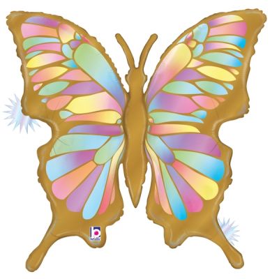 Butterfly Gold & Pastel Rainbow - UpUpNAwayBalloons