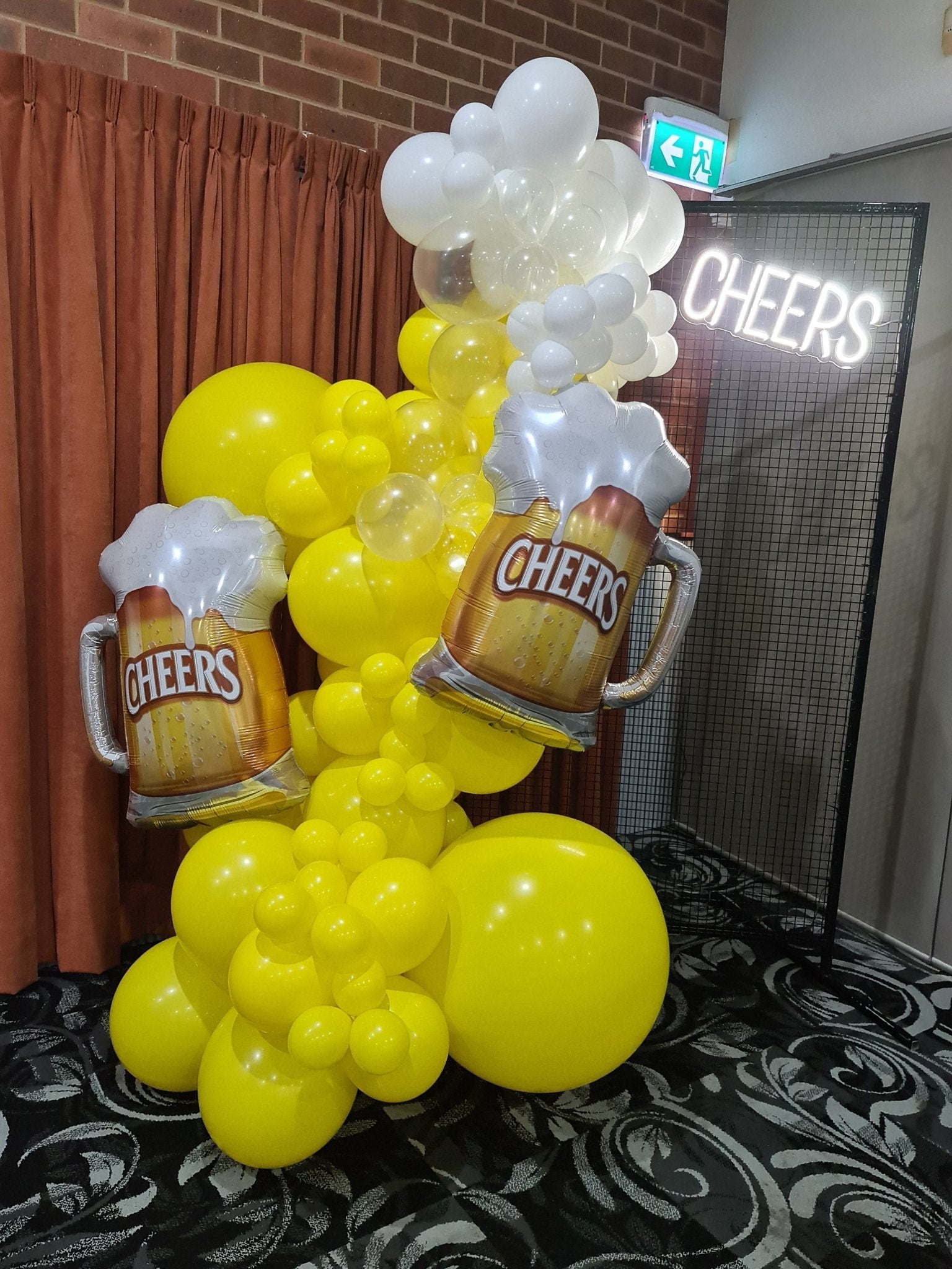 Cheers Neon Sign for Hire - only available when hiring a backdrop and ordering a balloon garland by UpUpNAwayBalloons