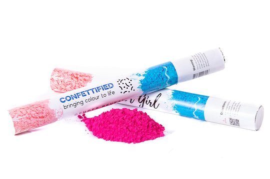 Confettified Holi Powder Gender Reveal Canons - UpUpNAwayBalloons
