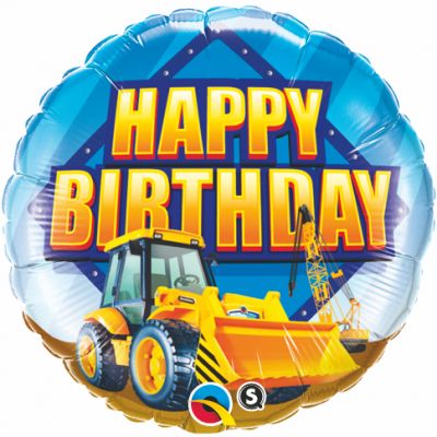 Construction Excavator Happy Birthday 45cm Balloon by UpUpNAwayBalloons