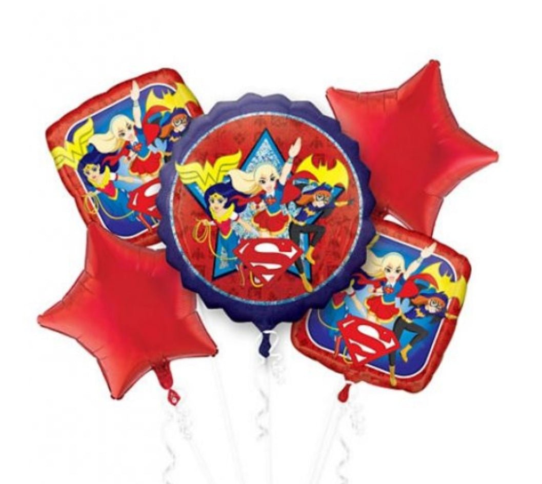 DC Superhero Girl / Wonder Women Birthday Helium Balloon Bouquet by UpUpNAwayBalloons