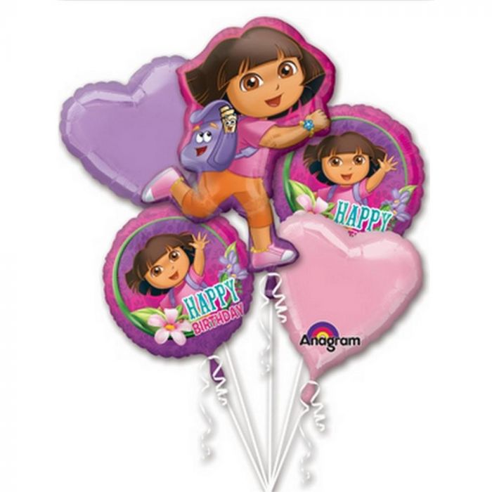 Dora Birthday Helium Balloon Bouquet by UpUpNAwayBalloons