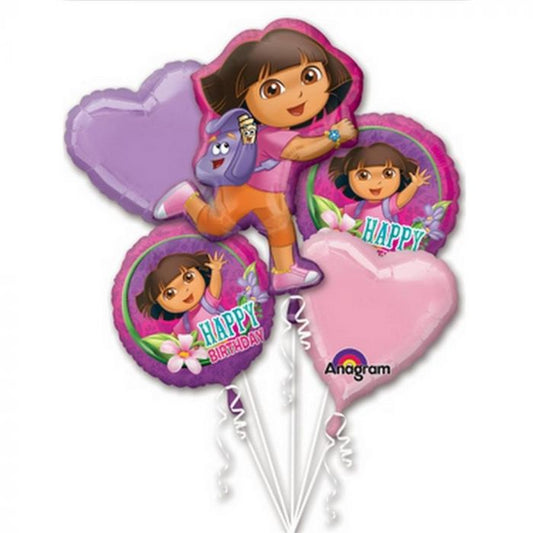 Dora Birthday Helium Balloon Bouquet by UpUpNAwayBalloons