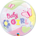 Baby Girl Bubble Balloon - Butterflies and Flowers - UpUpNAwayBalloons