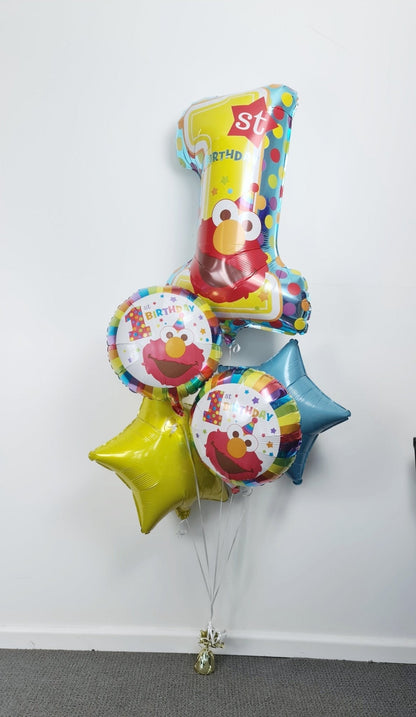 Elmo Sesame Street 1st Birthday Helium Balloon Bouquet by UpUpNAwayBalloons
