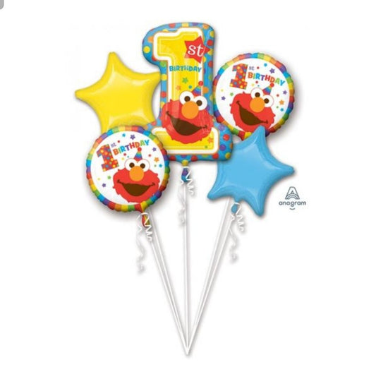 Elmo Sesame Street 1st Birthday Helium Balloon Bouquet by UpUpNAwayBalloons