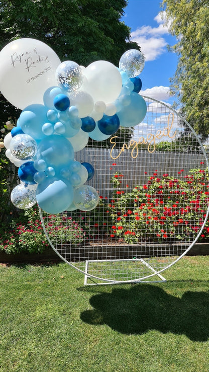 Engaged Neon Sign for Hire - only available when hiring a backdrop and ordering a balloon garland by UpUpNAwayBalloons