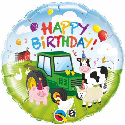 Farm Yard Tractor Happy Birthday 45cm Foil Balloon by UpUpNAwayBalloons