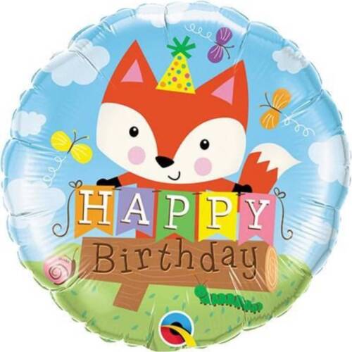 Fox Happy Birthday 45cm Foil Balloon - UpUpNAwayBalloons