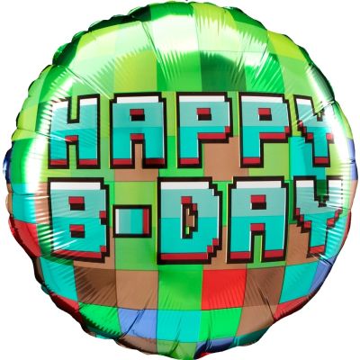 Happy B - Day Minecraft 45cm Happy Birthday Gaming Foil Balloon - UpUpNAwayBalloons