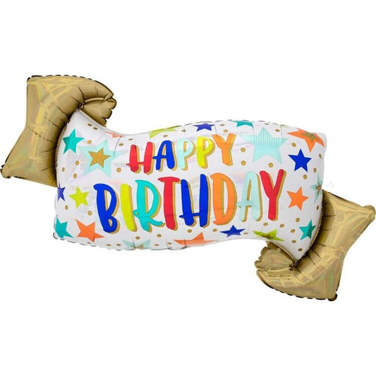 Happy Birthday Banner Supershape Balloon - UpUpNAwayBalloons