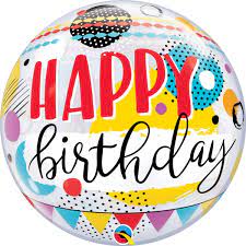 Happy Birthday colourful Bubble Balloon - UpUpNAwayBalloons
