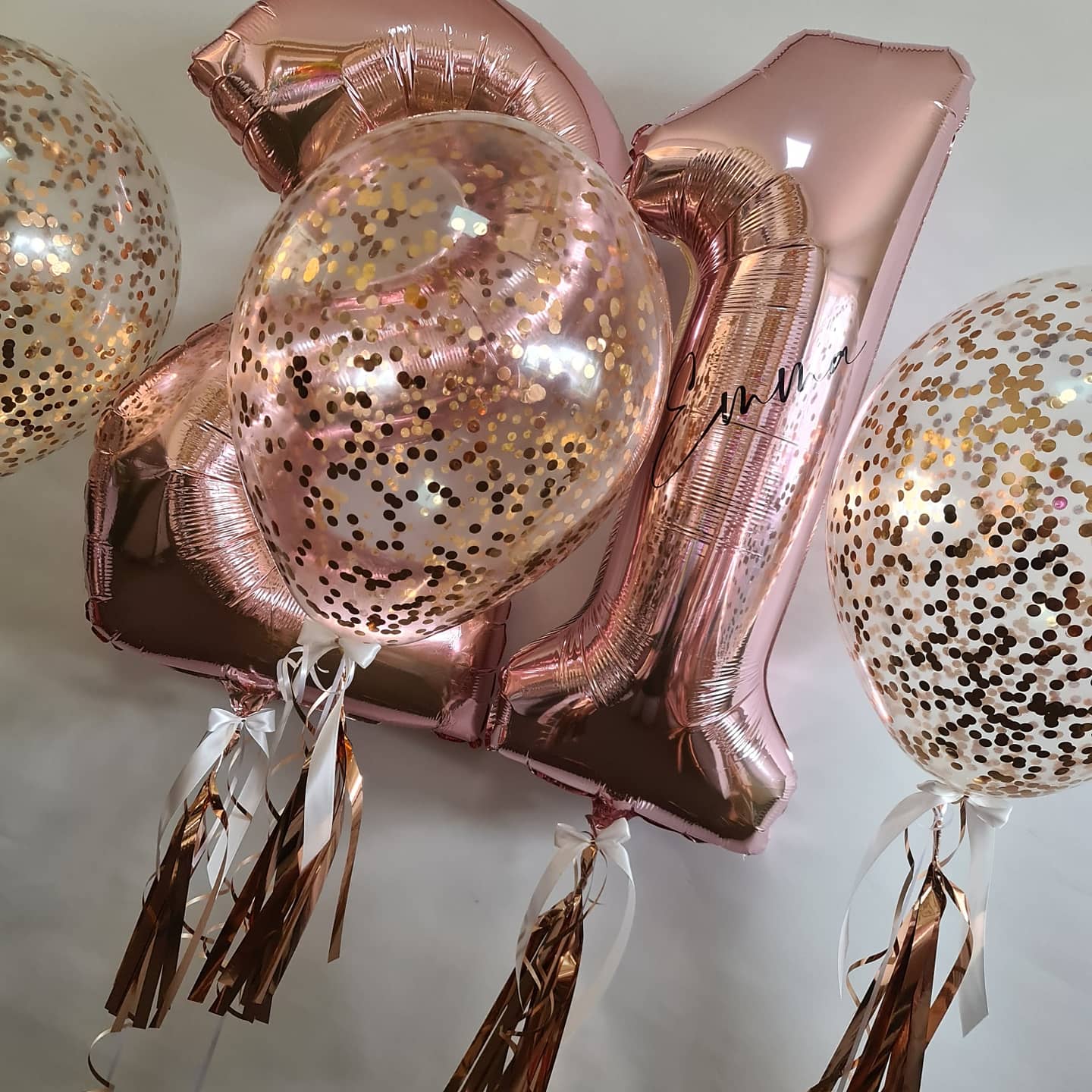 Helium Numbers with 16" Confetti Balloons (choose your colour) by UpUpNAwayBalloons