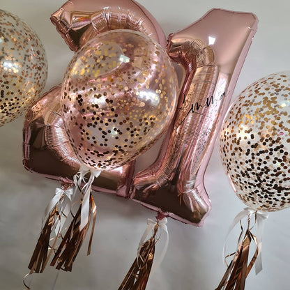 Helium Numbers with 16" Confetti Balloons (choose your colour) by UpUpNAwayBalloons
