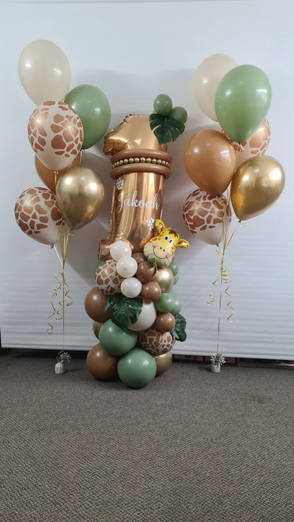 Jungle Theme Personalised 1st Birthday Package 4 - UpUpNAwayBalloons