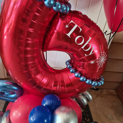 Marquee Style Charachter Theme with Helium Supershape and bouquet Single Balloon Number - UpUpNAwayBalloons