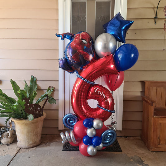 Marquee Style Charachter Theme with Helium Supershape and bouquet Single Balloon Number - UpUpNAwayBalloons