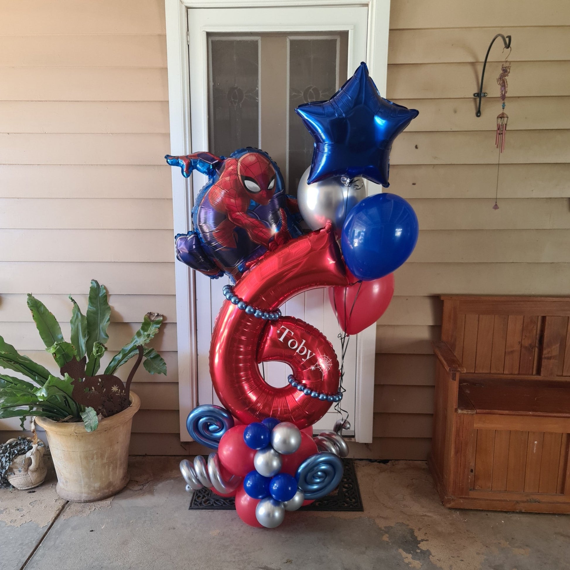 Marquee Style Charachter Theme with Helium Supershape and bouquet Single Balloon Number - UpUpNAwayBalloons