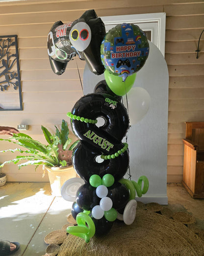 Marquee Style Charachter Theme with Helium Supershape and bouquet Single Balloon Number - UpUpNAwayBalloons