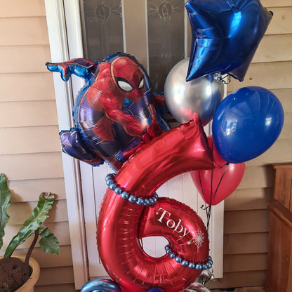 Marquee Style Charachter Theme with Helium Supershape and bouquet Single Balloon Number - UpUpNAwayBalloons
