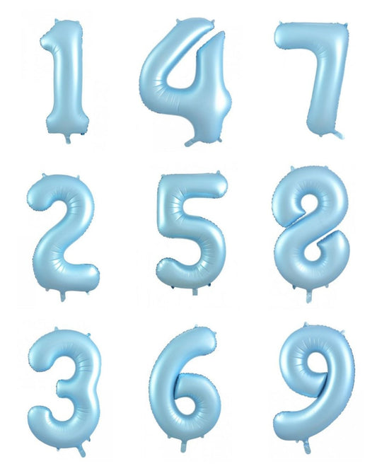 Matt Pastel Blue Numbers - UpUpNAwayBalloons