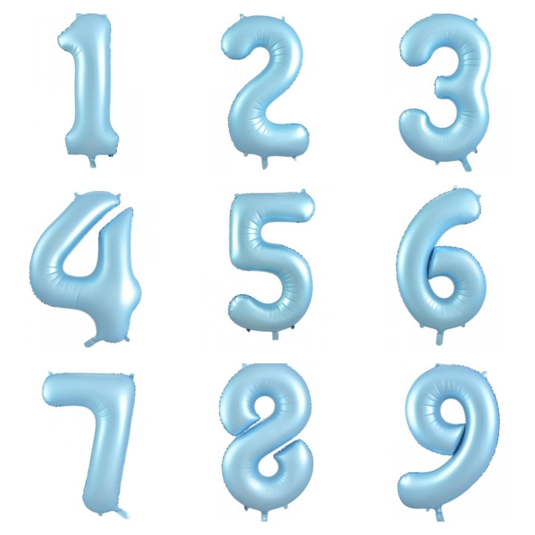 Matt Pastel Light Blue Numbers – UpUpNAwayBalloons