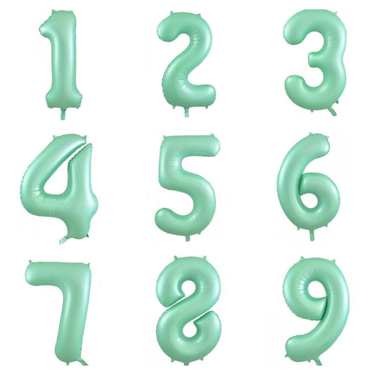 Matte Pastel Mint Green Numbers - UpUpNAwayBalloons