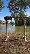 Load image into Gallery viewer, Natural Timber Wedding Arbour for Hire by UpUpNAwayBalloons
