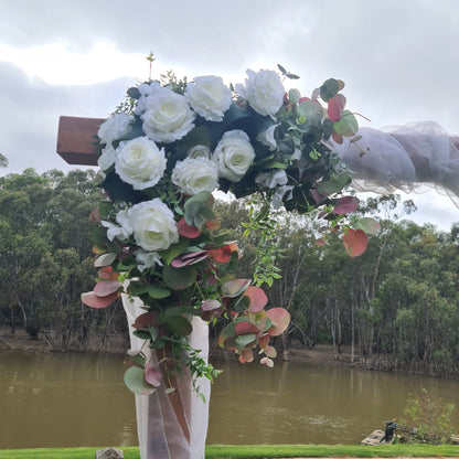 Natural Timber Wedding Arbour for Hire - UpUpNAwayBalloons