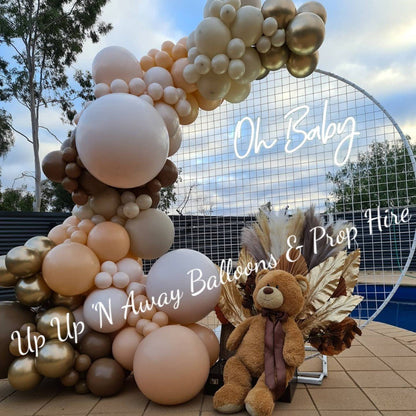 Oh Baby Neon Sign for Hire - only available when hiring a backdrop and ordering a balloon garland - UpUpNAwayBalloons