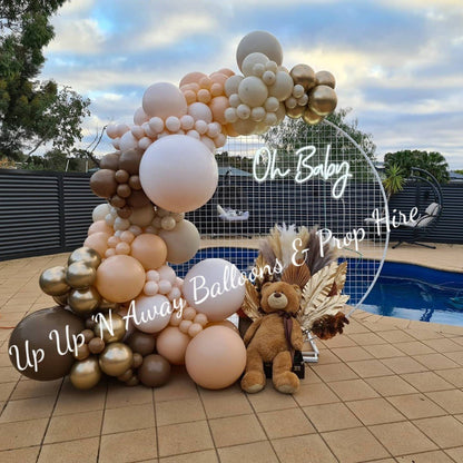 Oh Baby Neon Sign for Hire - only available when hiring a backdrop and ordering a balloon garland - UpUpNAwayBalloons