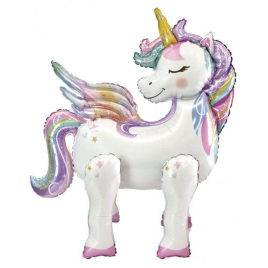Pastel iridescent Unicorn air filled Standing balloon - UpUpNAwayBalloons
