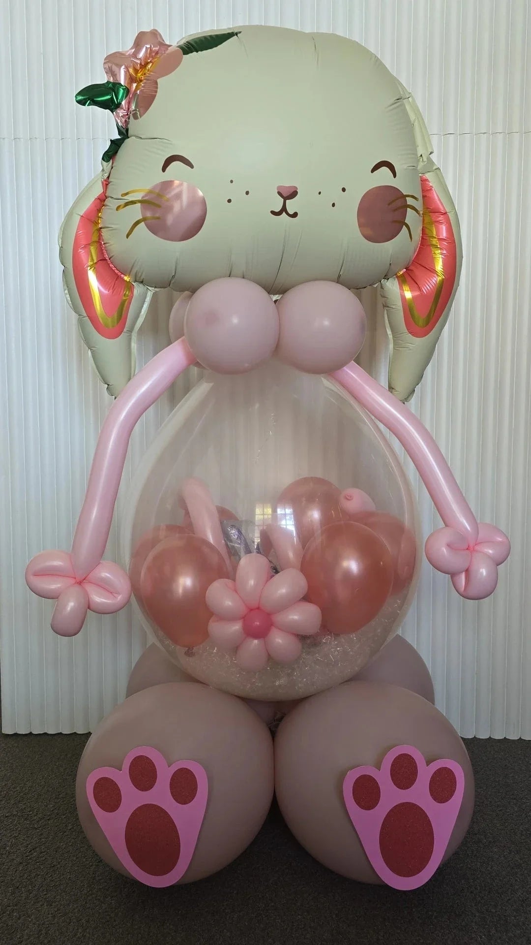 Pastel Pink Easter Bunny Balloon - BYO chocolates - UpUpNAwayBalloons