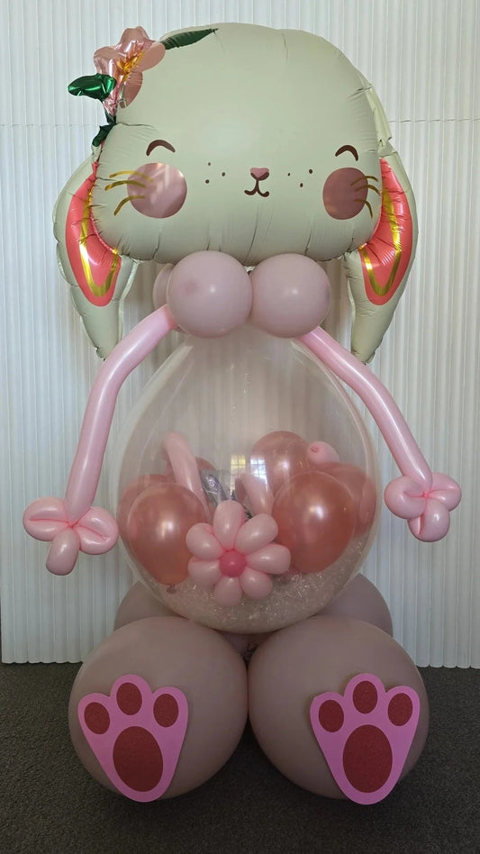 Pastel Pink Easter Bunny Balloon - BYO chocolates - UpUpNAwayBalloons