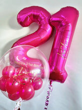 Load image into Gallery viewer, Personalised Balloon Numbers [Double Digit with tassels or little balloons at the neck. by UpUpNAwayBalloons
