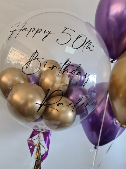 Personalised Deco Bubble Balloons & Table Bouquet by UpUpNAwayBalloons