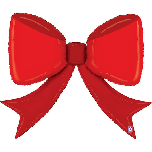 Red Bow Supershape Helium Balloon - UpUpNAwayBalloons
