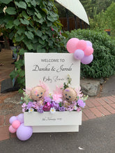 Load image into Gallery viewer, Sandwich Board Easel Package (not available to hire without a backdrop and organic garlands) - UpUpNAwayBalloons
